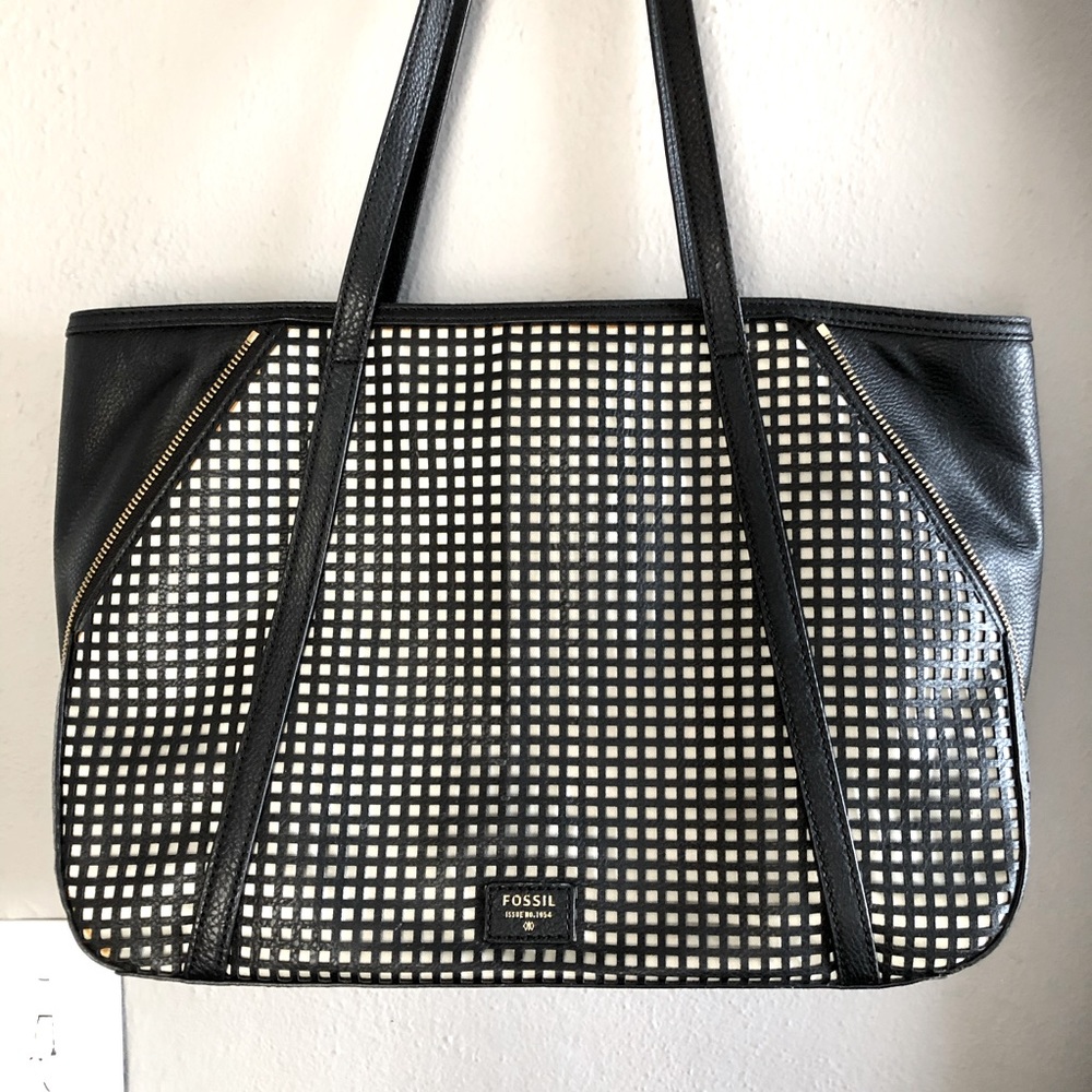 NEW! Fossil Brand Ava Shopper Leather Tote